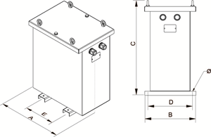 Dimensiones transformadores de aislamiento monofásicos Polylux TKZ